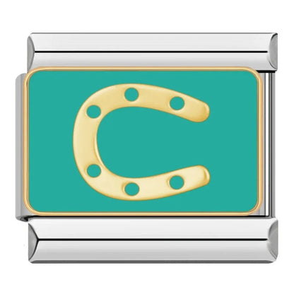 Green Italian Charms — Eye, Star, Heart & Nature Enamel Bracelet Links