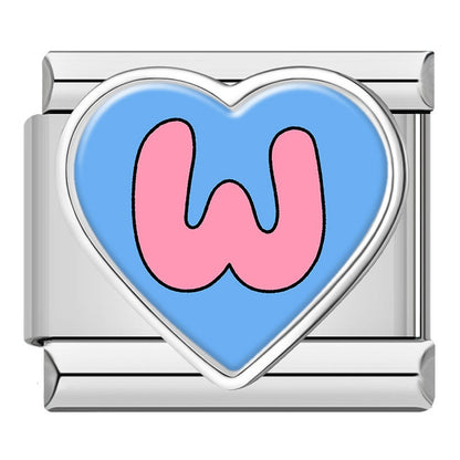 Colourful Heart Letter Initial Italian Charms a–z — Lowercase Alphabet Heart Bracelet Links