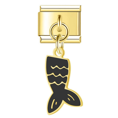 The Tropical Fish & Mermaid Tail Dangle Charm in Gold
