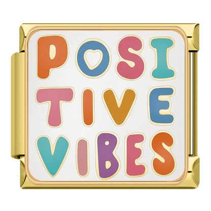 Gold Poker, No Bad Days & Novelty Slogan Italian Charms — Fun Gold Enamel Bracelet Links