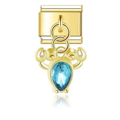 The Elegant Crab, Lobster & Gemstone Dangle Charm in Silver & Gold