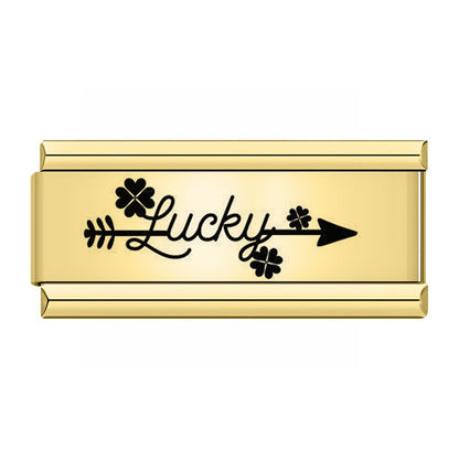 Golden Double Word Italian Charms — Love, Dream, Family, Daughter & Princess Bracelet Links