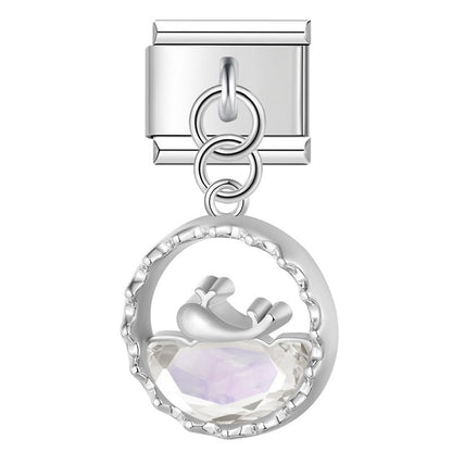 The Crystal Wave & Sea Life Dangle Charm in Silver & Gold