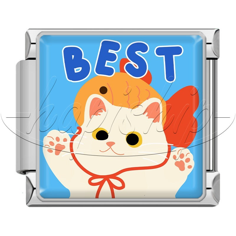 Lovely  Best  Love Cat TZ187-Silver
