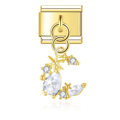 Enamel Tennis Racket & Ball Dangle Charm for Charm Bracelets