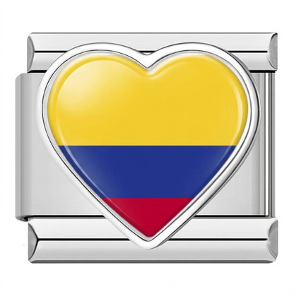 Global Love Heart Italian Charms — World Country Heart Flag 9mm Bracelet Links