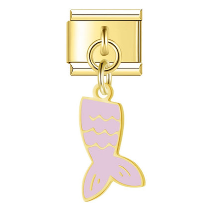 The Tropical Fish & Mermaid Tail Dangle Charm in Gold