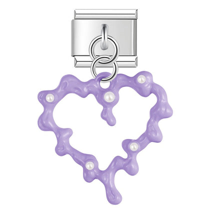 Melted Pearl Heart Dangle Charm