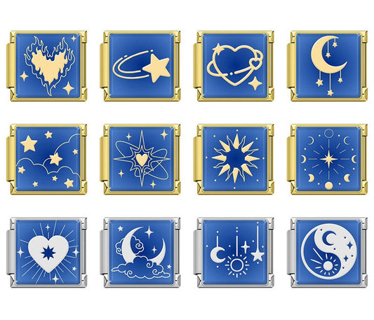 Blue starlit sky Moon Star Heart TZ168