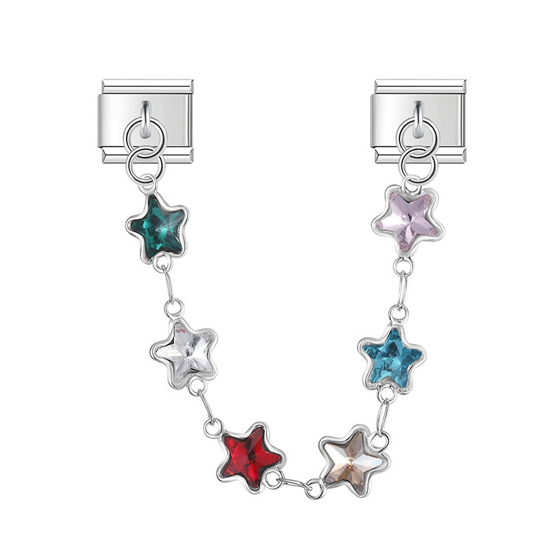 Heart Square Round Star Heart Shiny Chain silver&gold