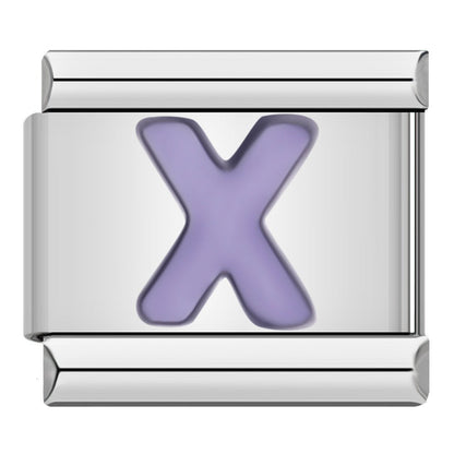 Purple Letter Initial Italian Charms A–Z — Lilac Alphabet Personalised Bracelet Links