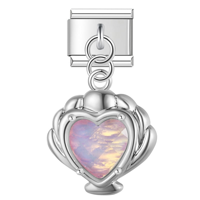 Mermaid’s Treasure Shell & Opalescent Heart Dangle Charm