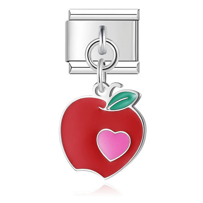 Ladybug, Shell & Floral Heart Dangle Charm in Gold