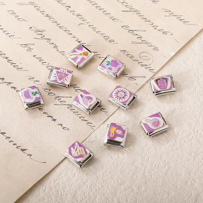 Purple Mystical & Witchy Aesthetic Italian Charms — Moon, Crystal & Magic Bracelet Links