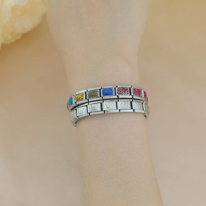 Colourful Leopard Print Italian Charms — Animal Print Pattern Bracelet Links