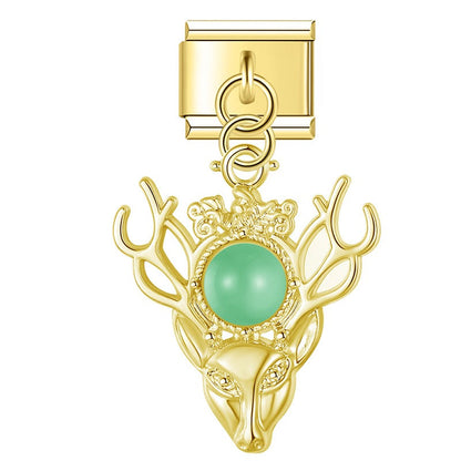 Regal Golden Stag & Pearl Dangle Charm
