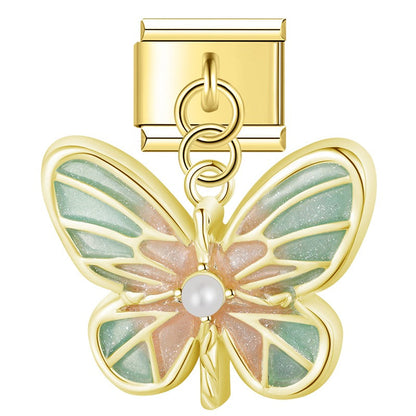The Colourful Butterfly Dangle Charm in Gold