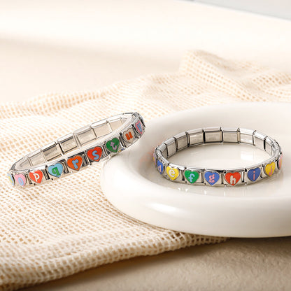 Colourful Heart Letter Initial Italian Charms a–z — Lowercase Alphabet Heart Bracelet Links