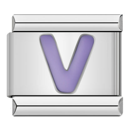 Purple Letter Initial Italian Charms A–Z — Lilac Alphabet Personalised Bracelet Links