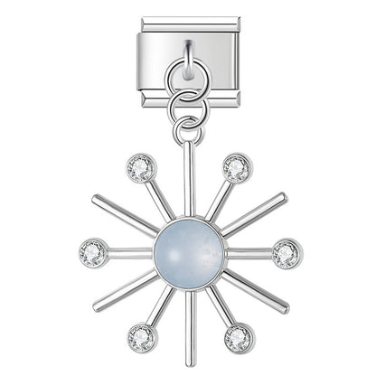 The Crystal North Star & Pastel Sunburst Dangle Charm in Silver