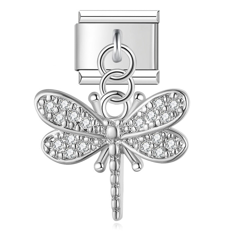Diamond silver themed dangle charms