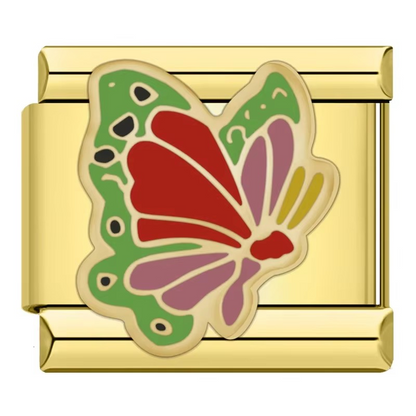 Special Golden Heart Italian Charm — Sad Heart Character Gold Enamel Bracelet Link