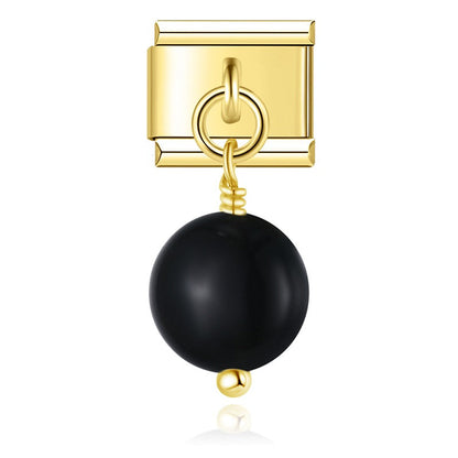 Oblate Coloured Bead Charms in Gold