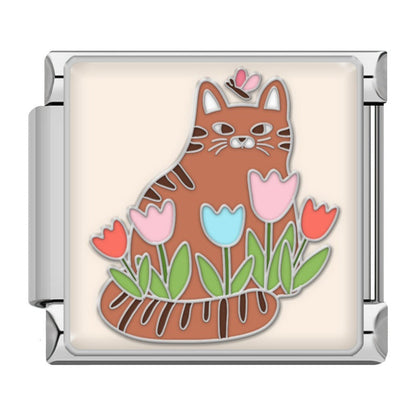Cute Cat & Dog Italian Charms — Pink & Blue Pet-Themed Bracelet Links