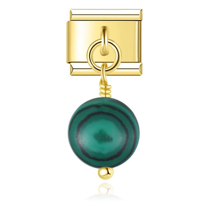 Oblate Coloured Bead Charms in Gold