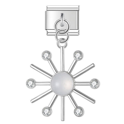 The Crystal North Star & Pastel Sunburst Dangle Charm in Silver
