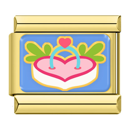 Sweet Valentine's Romance Golden Italian Charms — Love Scene Bracelet Links