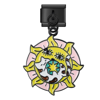 The Mystical Tarot & Celestial Cat Dangle Charm in Black