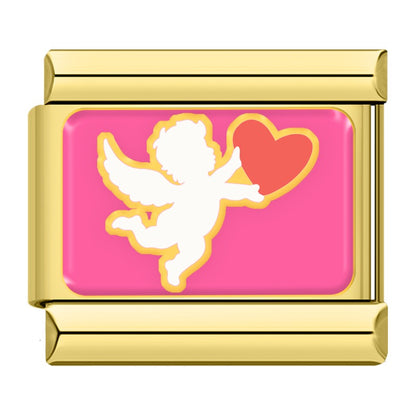 Sweet Valentine's Romance Golden Italian Charms — Love Scene Bracelet Links