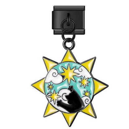The Mystical Tarot & Celestial Cat Dangle Charm in Black