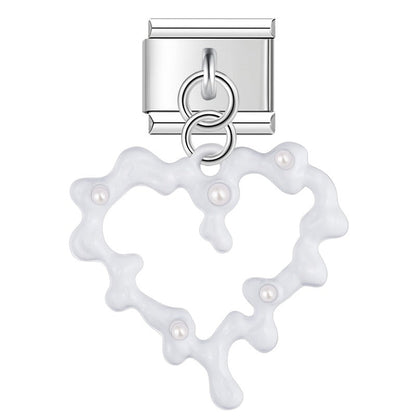Melted Pearl Heart Dangle Charm