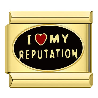 Gold Poker, No Bad Days & Novelty Slogan Italian Charms — Fun Gold Enamel Bracelet Links