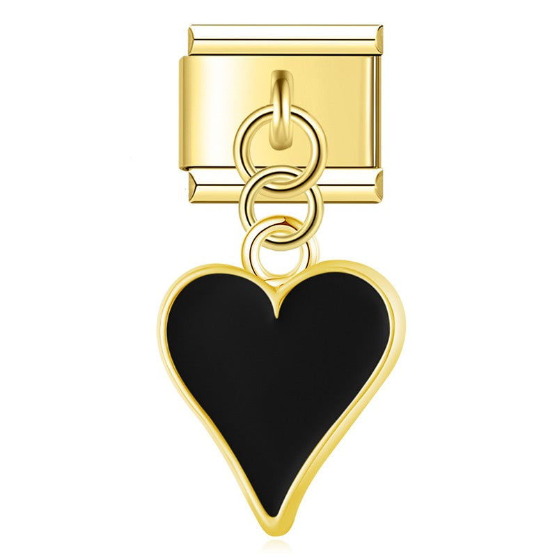 Classic Motif & Colorful Enamel Dangle Charm gold
