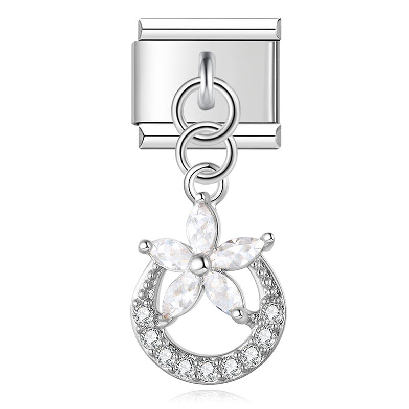 Diamond silver themed dangle charms