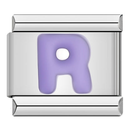 Purple Letter Initial Italian Charms A–Z — Lilac Alphabet Personalised Bracelet Links
