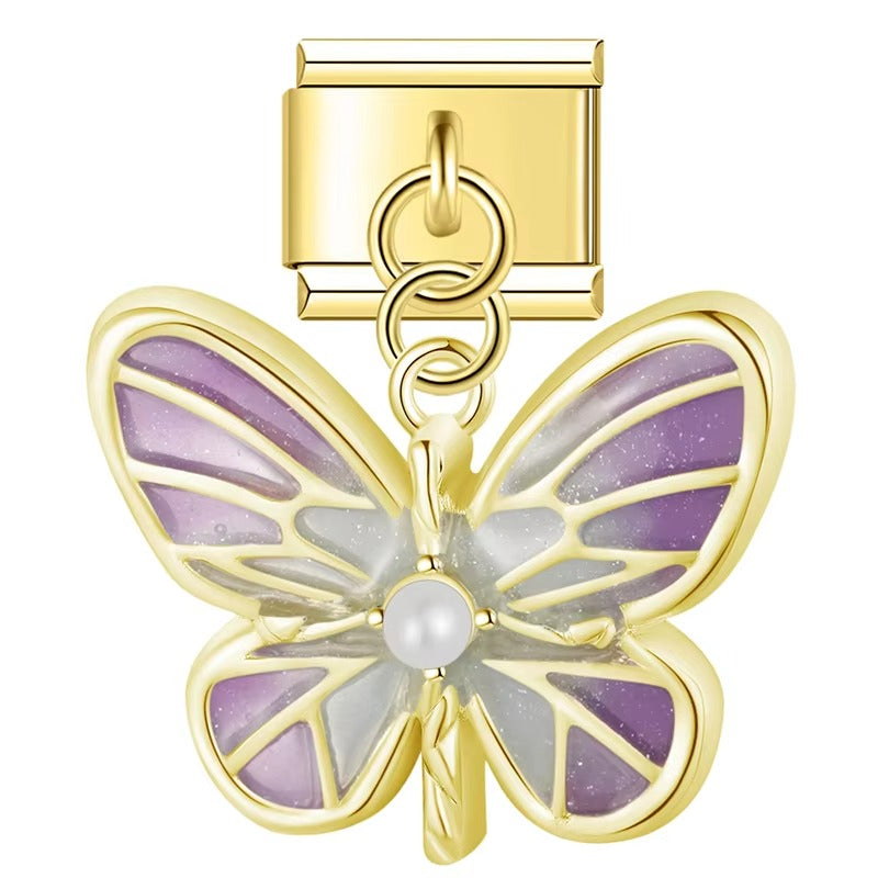 colorful butterfly dangle charms in gold