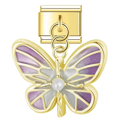 The Colourful Butterfly Dangle Charm in Gold