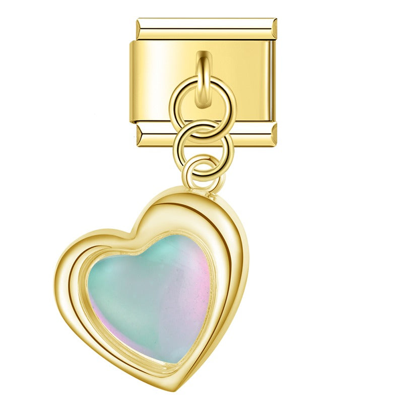 blue themed Sun Planet Heart charms silver&gold