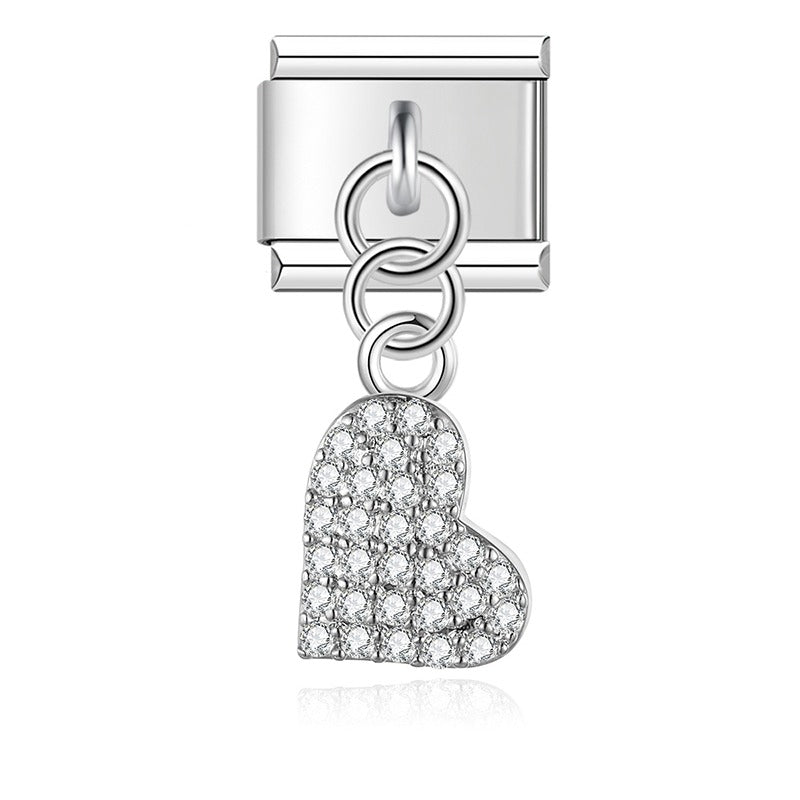 Diamond silver themed dangle charms