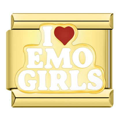 Gold Poker, No Bad Days & Novelty Slogan Italian Charms — Fun Gold Enamel Bracelet Links