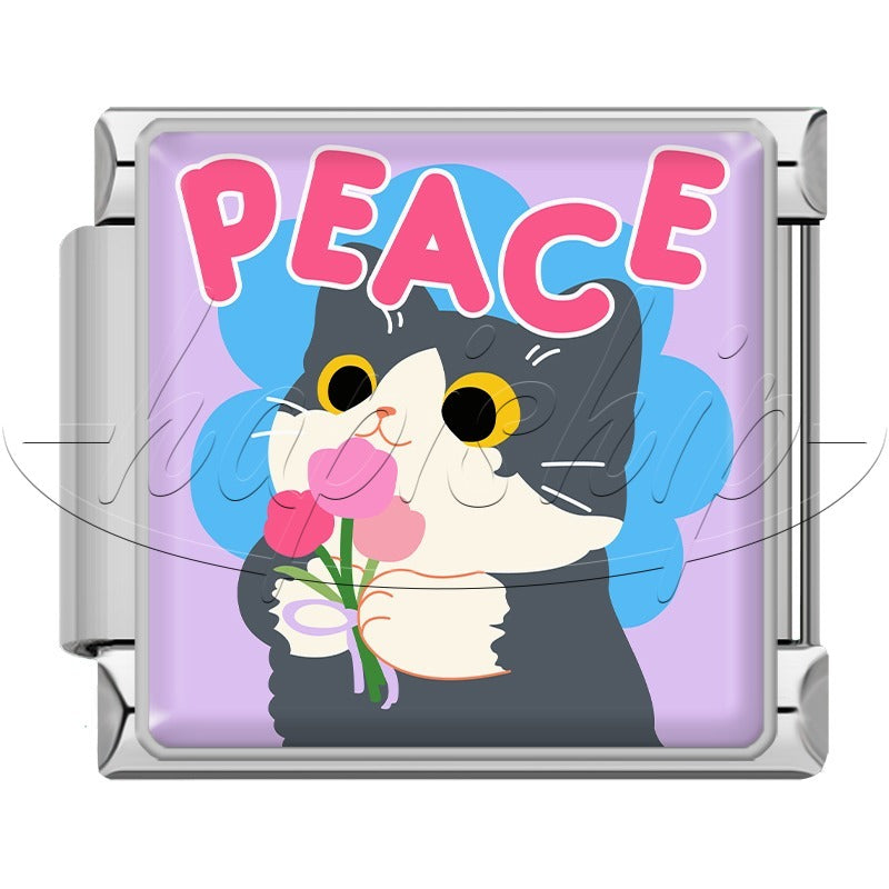 Lovely  Best  Love Cat TZ187-Silver