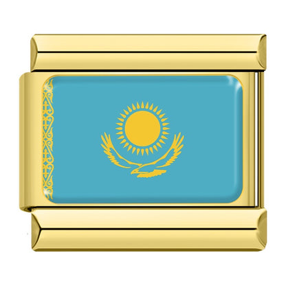National Flag Italian Charms in Gold — Gold-Frame Country Flag 9mm Bracelet Links