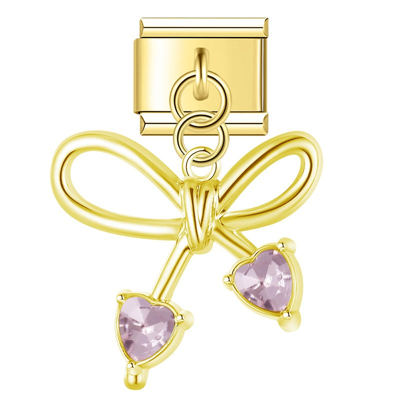 Elegant Diamond Bowknot  charms silver&gold