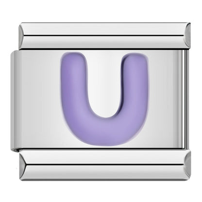 Purple Letter Initial Italian Charms A–Z — Lilac Alphabet Personalised Bracelet Links