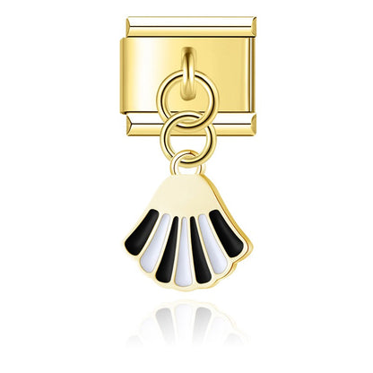Ladybug, Shell & Floral Heart Dangle Charm in Gold