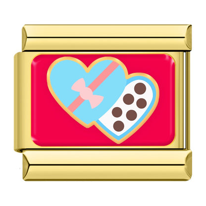 Playful Valentine's Love Gold Italian Charms — I Love You, Heart Key, Love Balloons & More